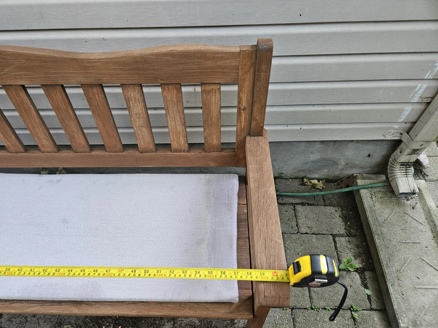 Wooden Park Bench with Light Grey Cushion - photo 5