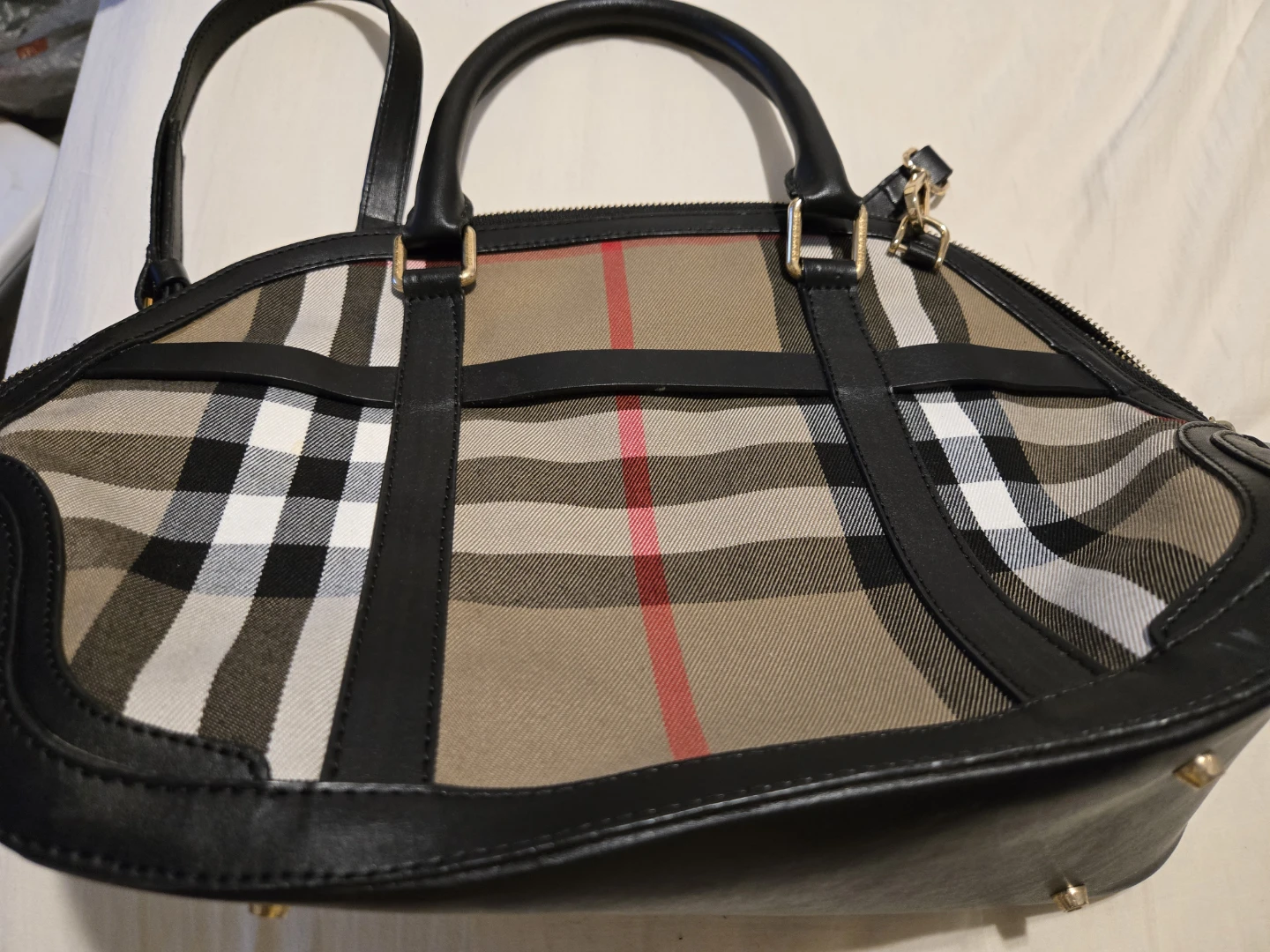 Burberry Haymarket Check Leather Trimmed Satchel - photo 2