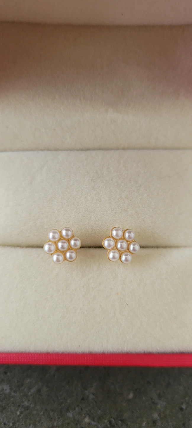 10K Pearl Flower Earrings