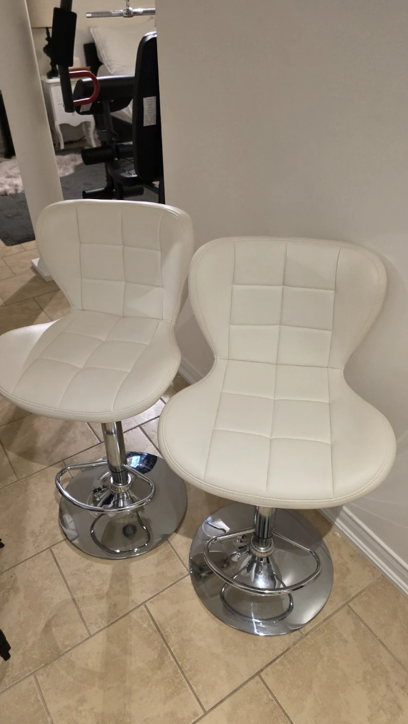 White Adjustable Bar Stools (Set of 2)