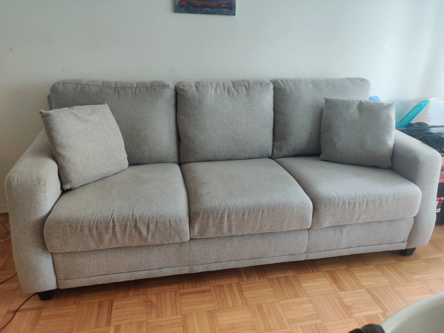 Grey 3-Seater Sofa with Cushions