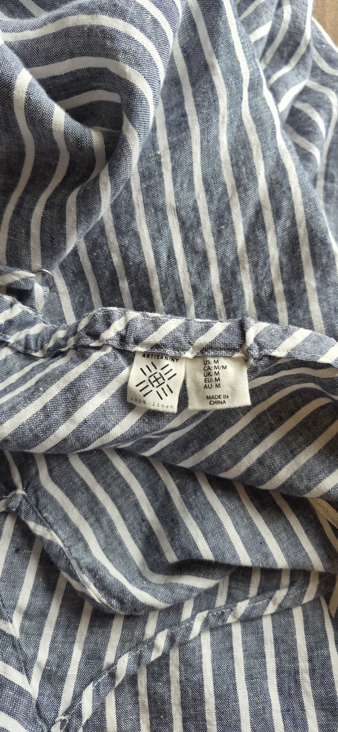 Artisan Ny striped linen midi dress. Linen. Size M. - photo 4