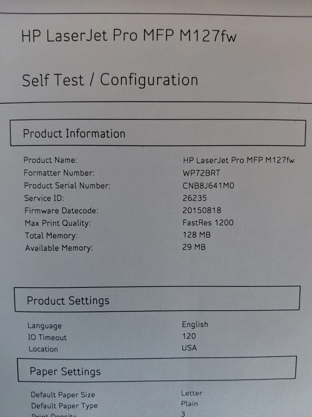 HP LaserJet Pro MFP M127fw Printer - photo 3