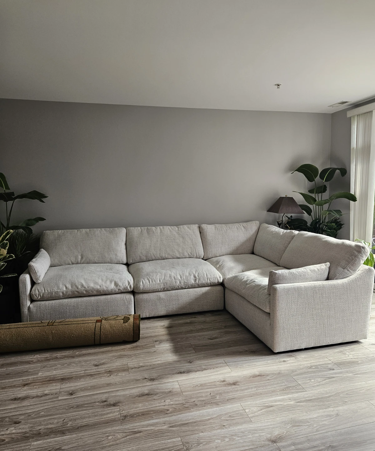 Brand new 4 piece sectional Belgian linen