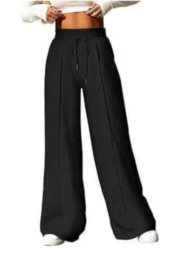 Black Wide Leg Drawstring Pants