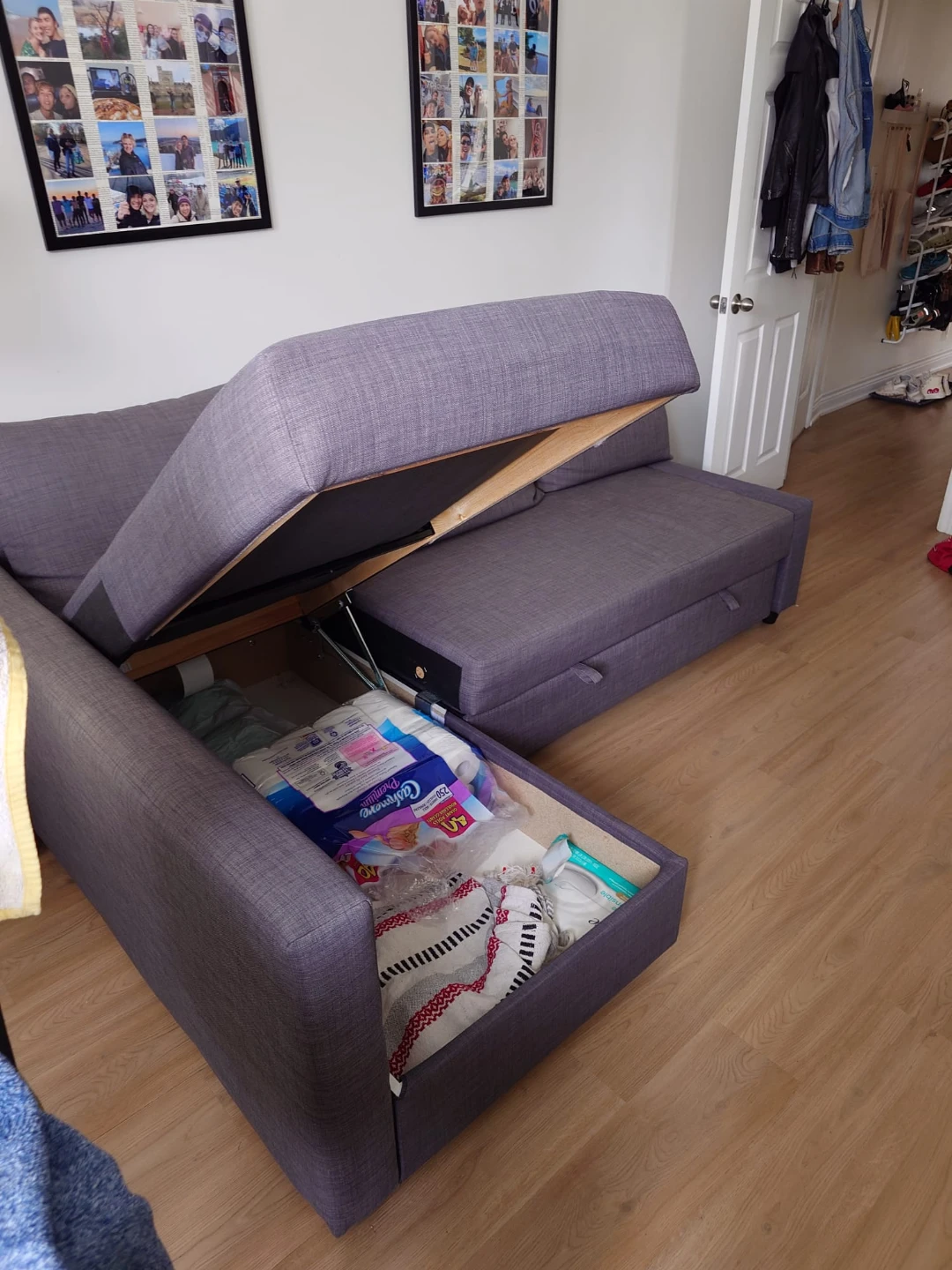 Grey Sectional Sofa Bed with Storage - photo 4