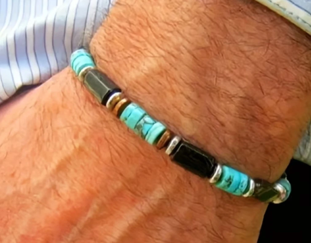 Turquoise and Hematite Beaded Bracelet - photo 3