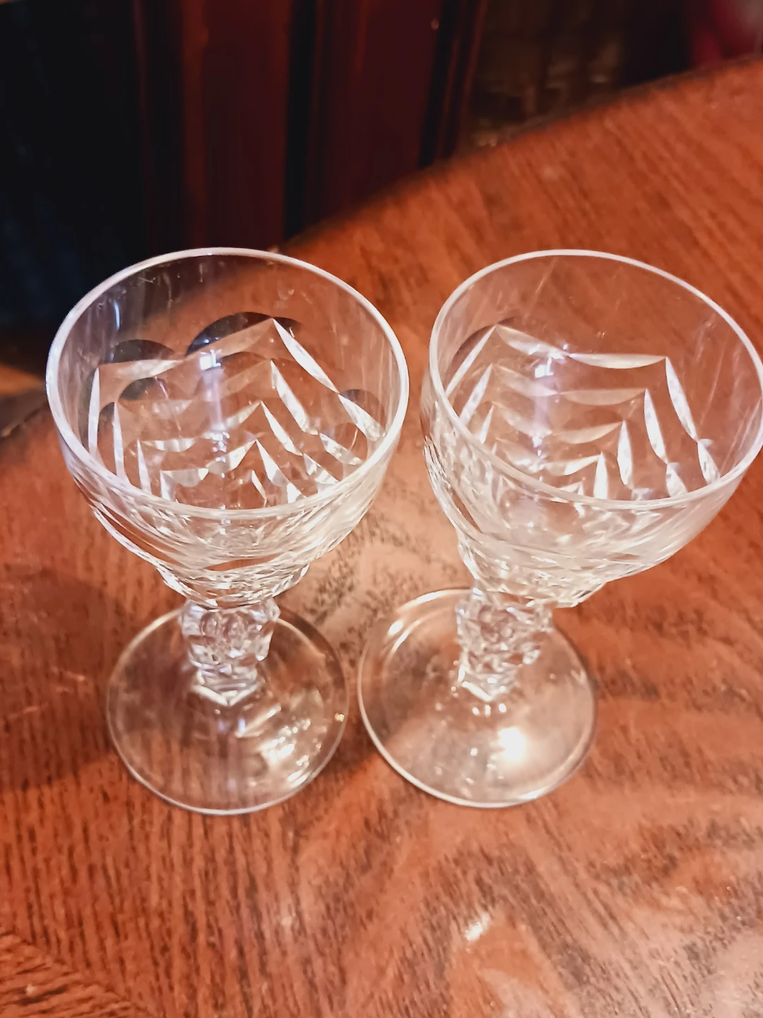 Pair of Crystal Cut Glass Cordial Small  Shot Glasses - photo 2