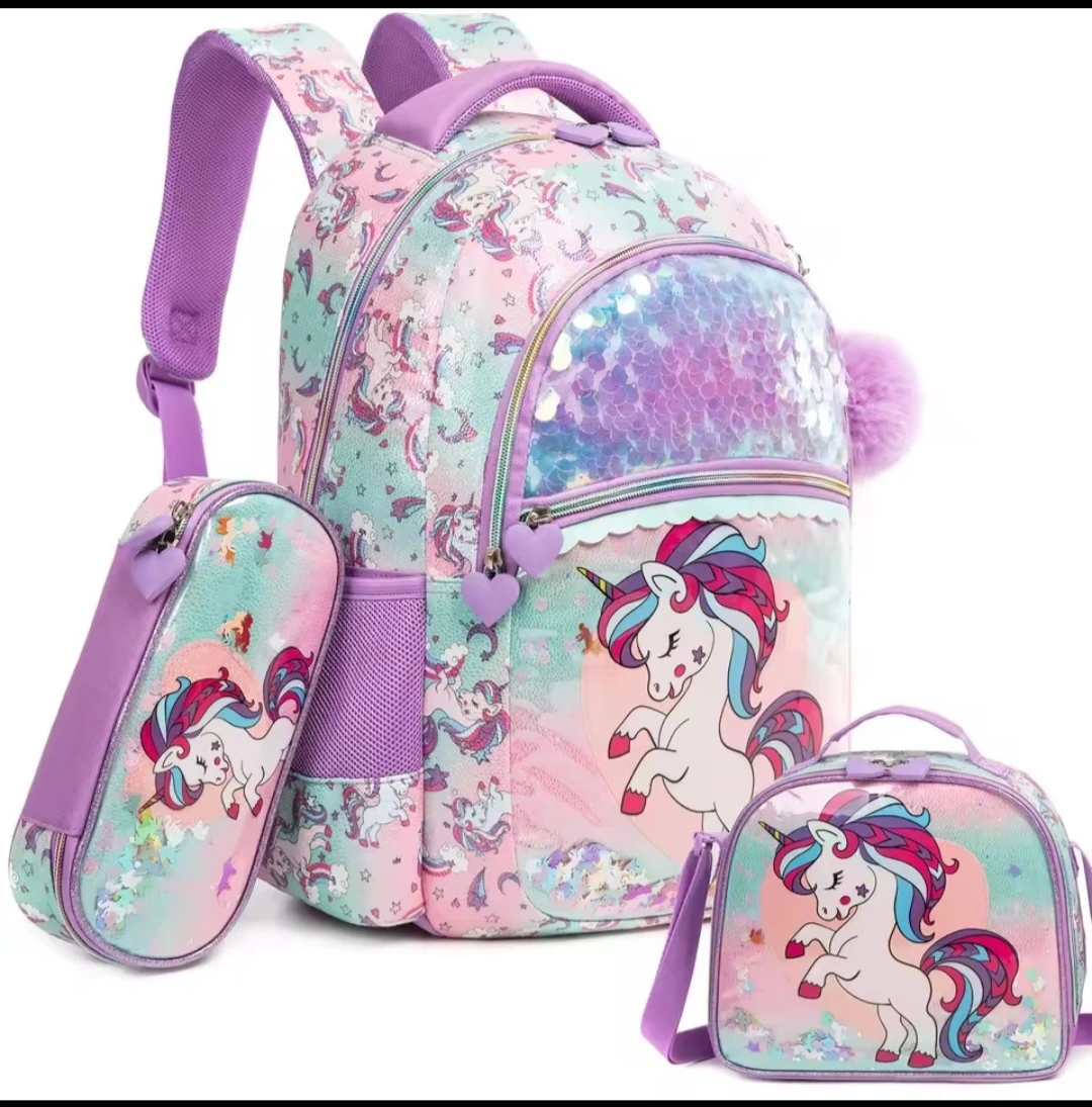3 Piece Unicorn Backpack Set