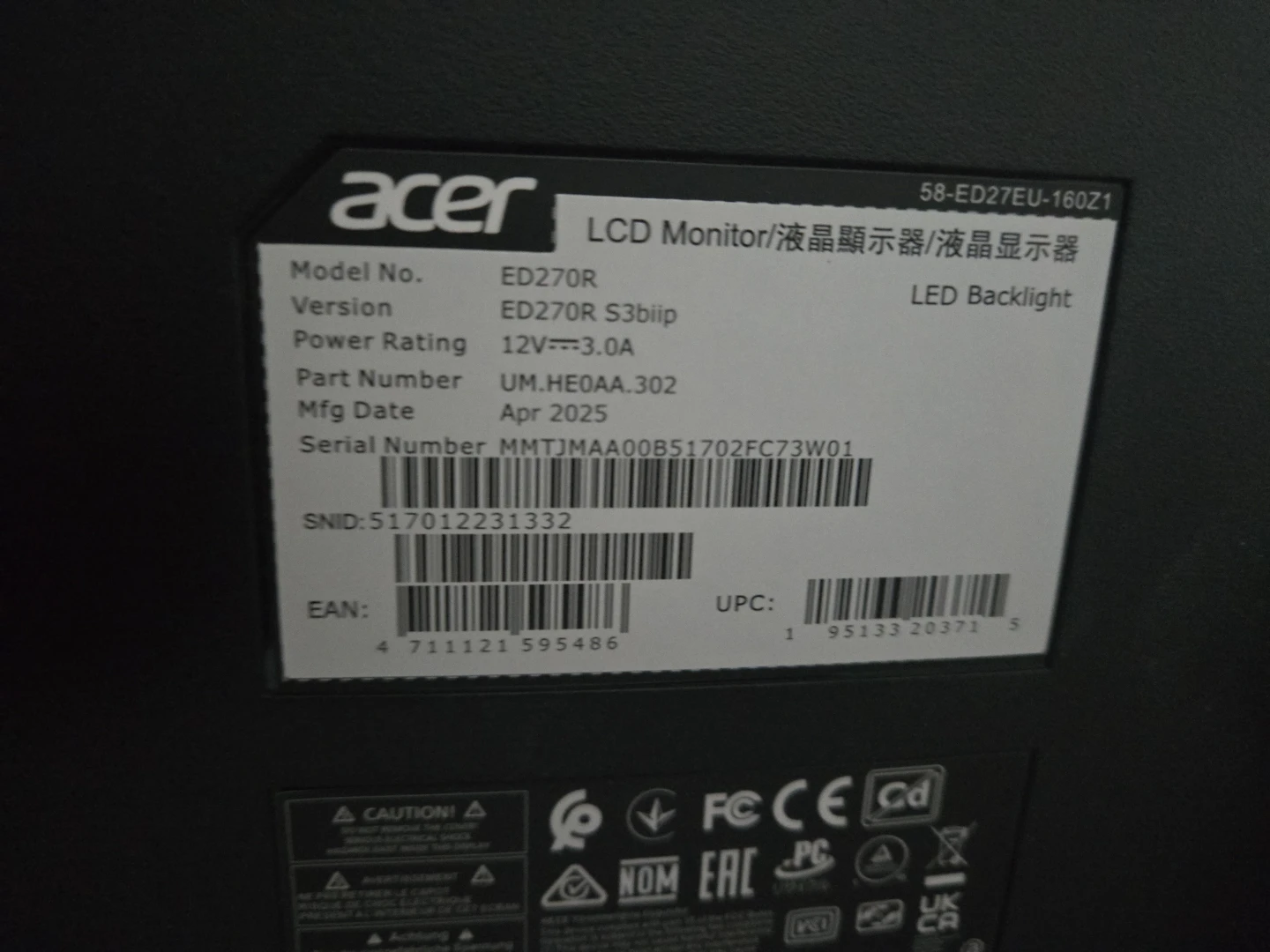 Acer ED270R 27" Full HD LCD Monitor - photo 2