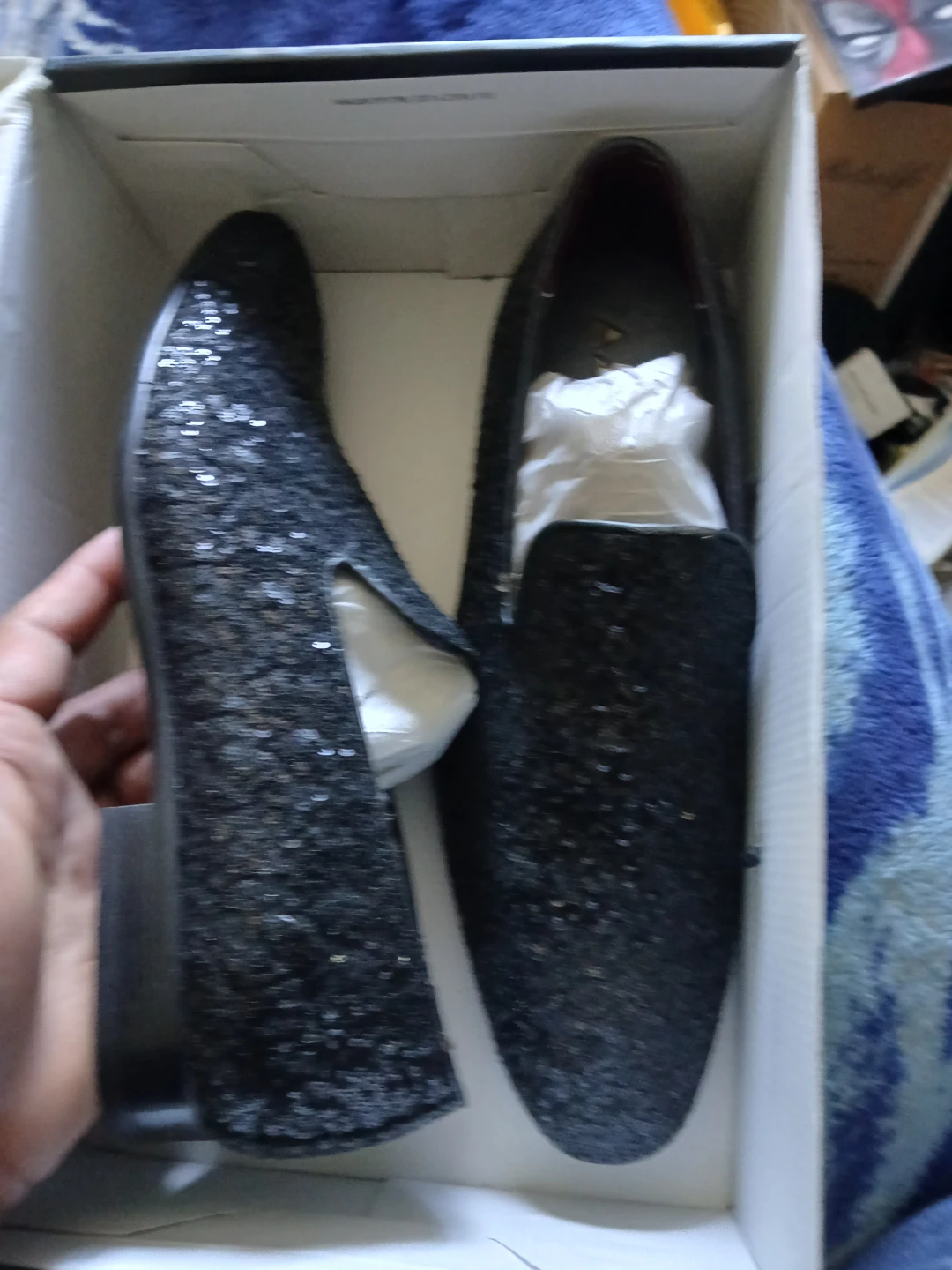 ALDO Black Sequin Loafer Shoes - photo 4