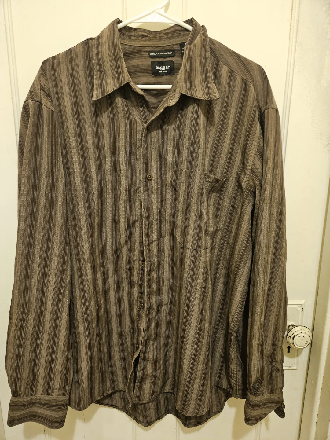 Haggar Men's Striped Long Sleeve Shirt XL