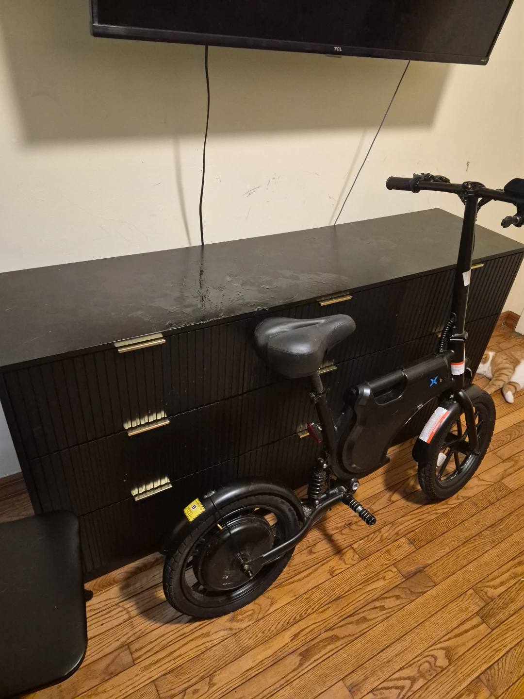 Black Electric Folding Bike