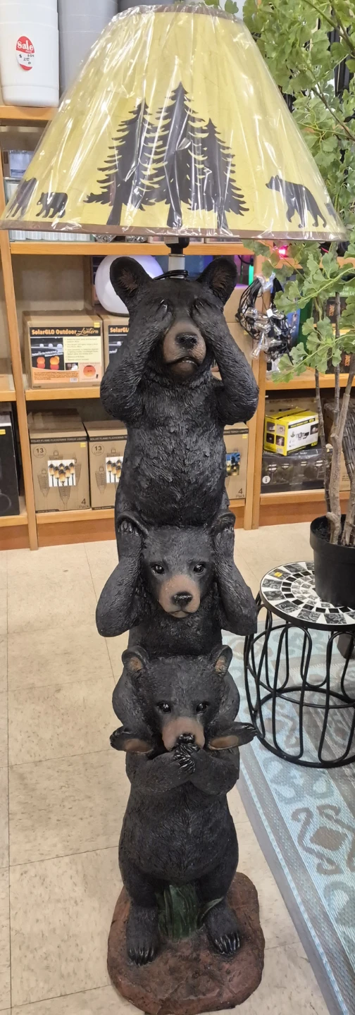 New Bear "See No Evil, Hear No Evil, Speak No Evil" lamp  Statue - photo 2