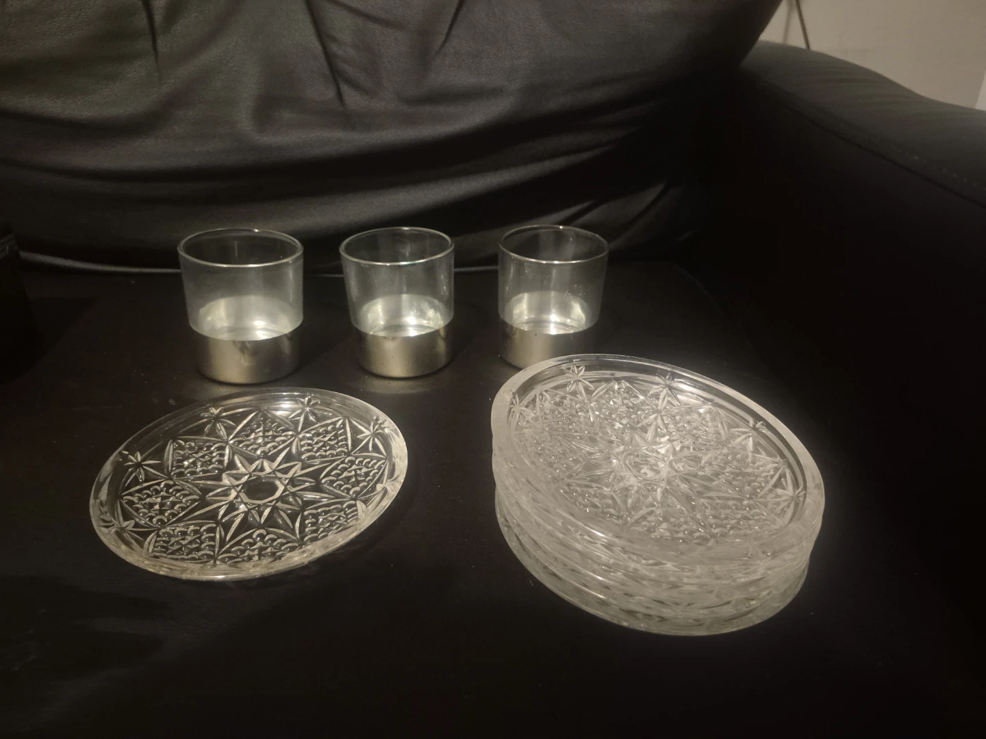 Glass Coasters and Candle Holders Set