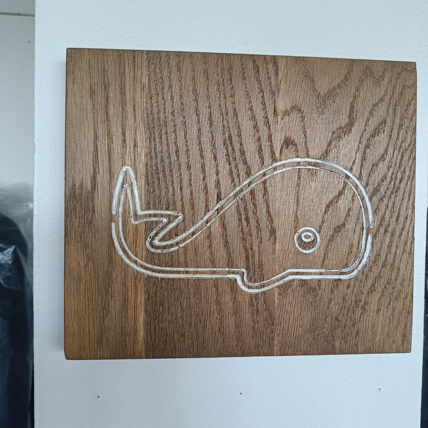 Wooden Whale Carving Wall Decor