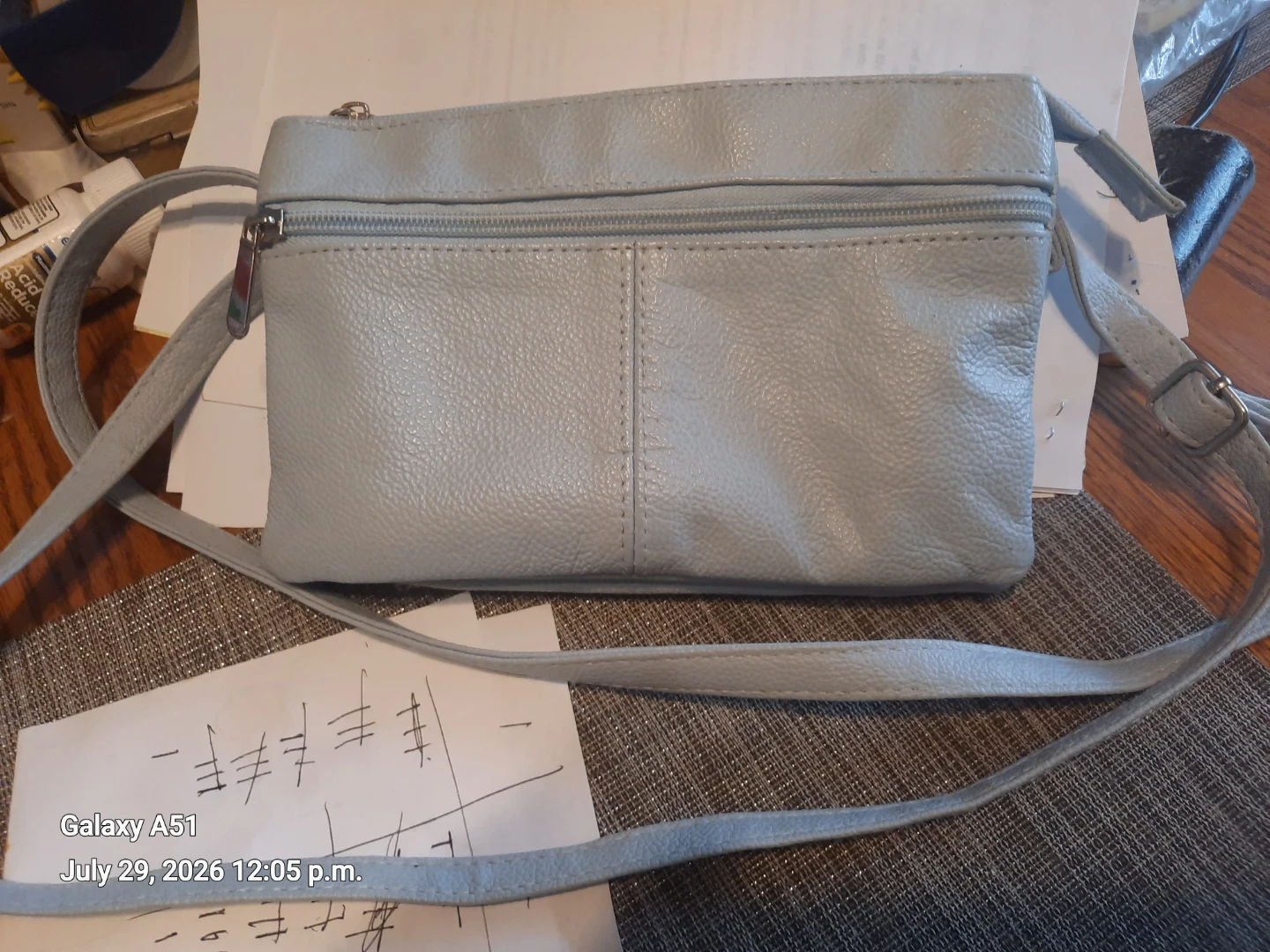 Light Blue Leather Crossbody Bag
