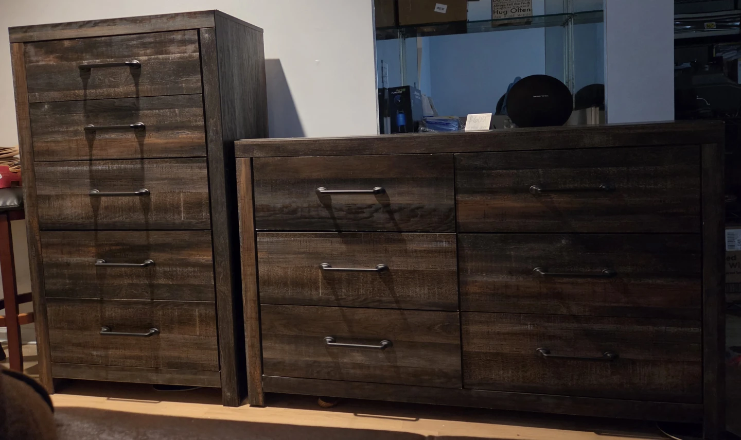 Rustic Wood Dresser and Chest of Drawers Set