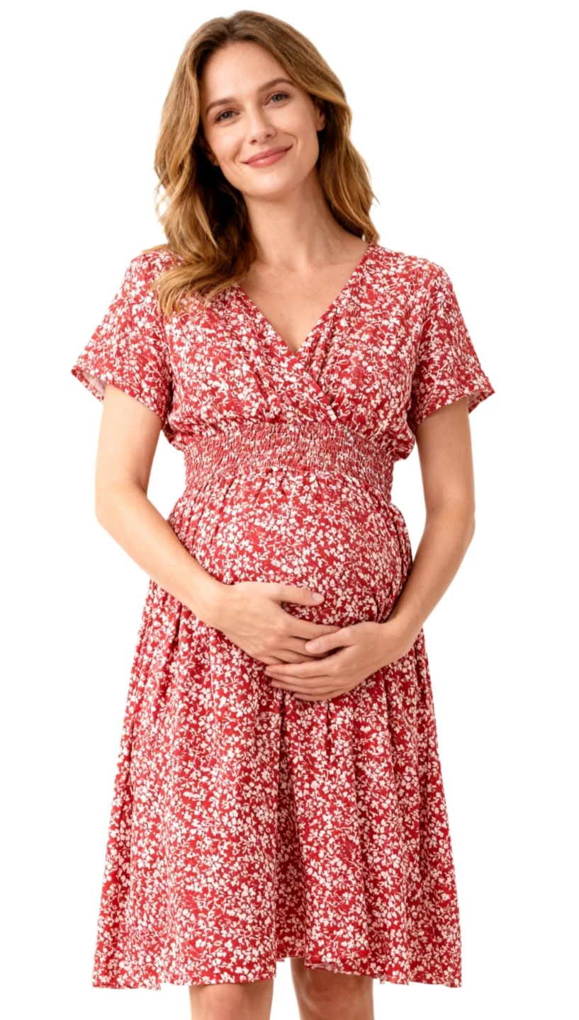 Reds Floral Print Maternity Dress
