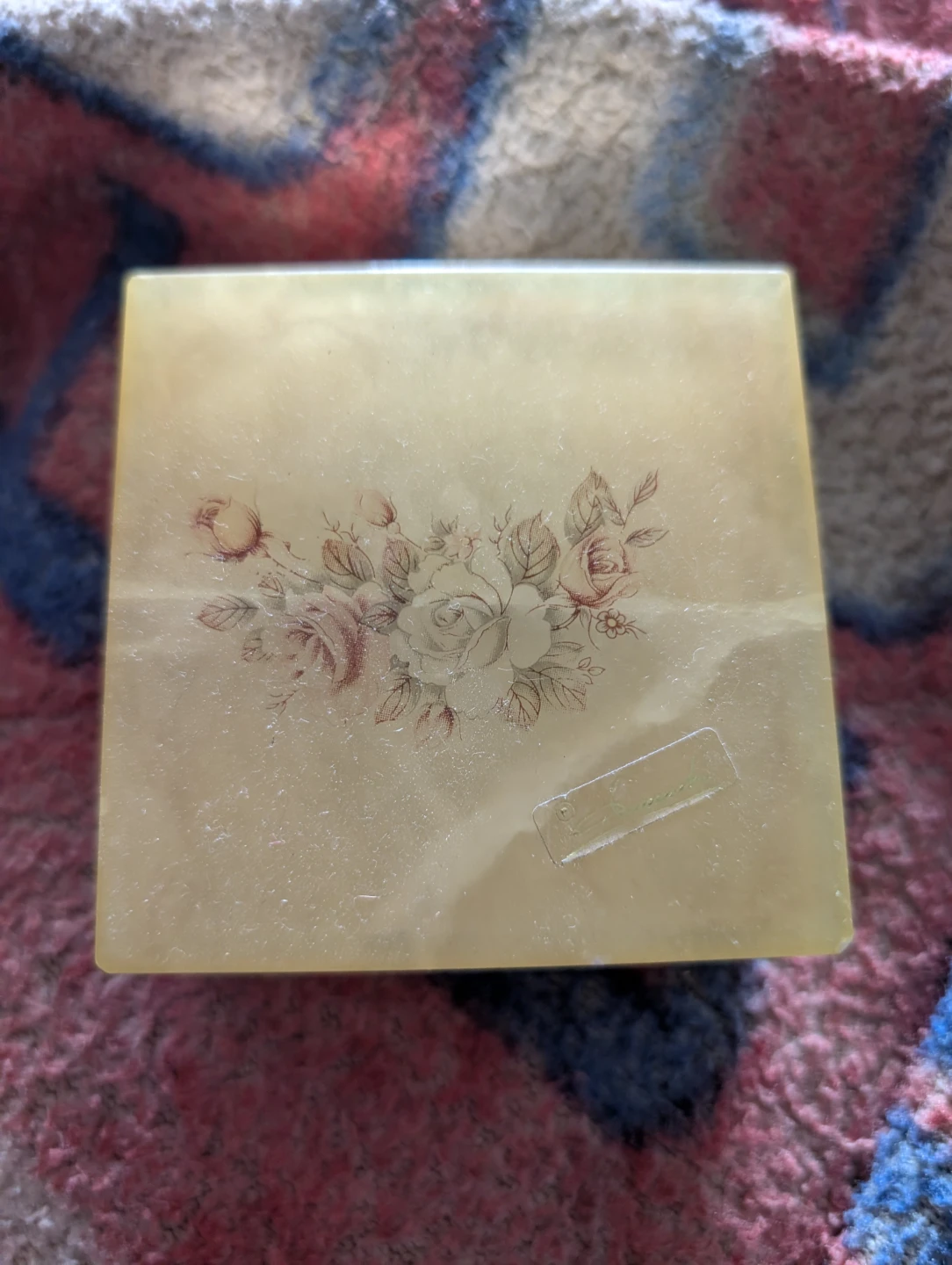 Genuine Vintage Alabaster Hand Carved Italian Trinket Box