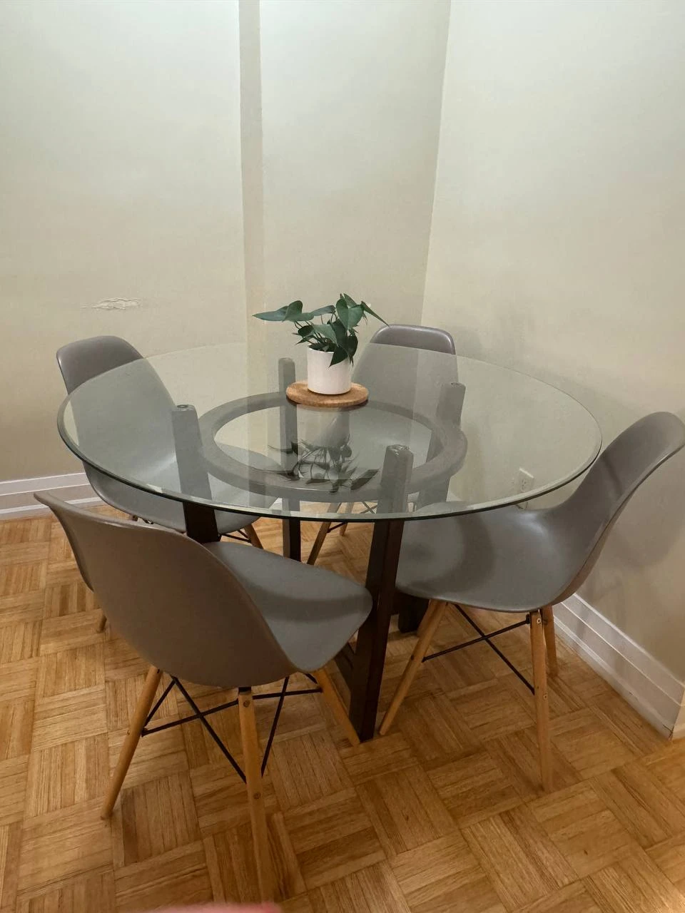 Glass Top Dining Table with 4 Grey Chairs - photo 4