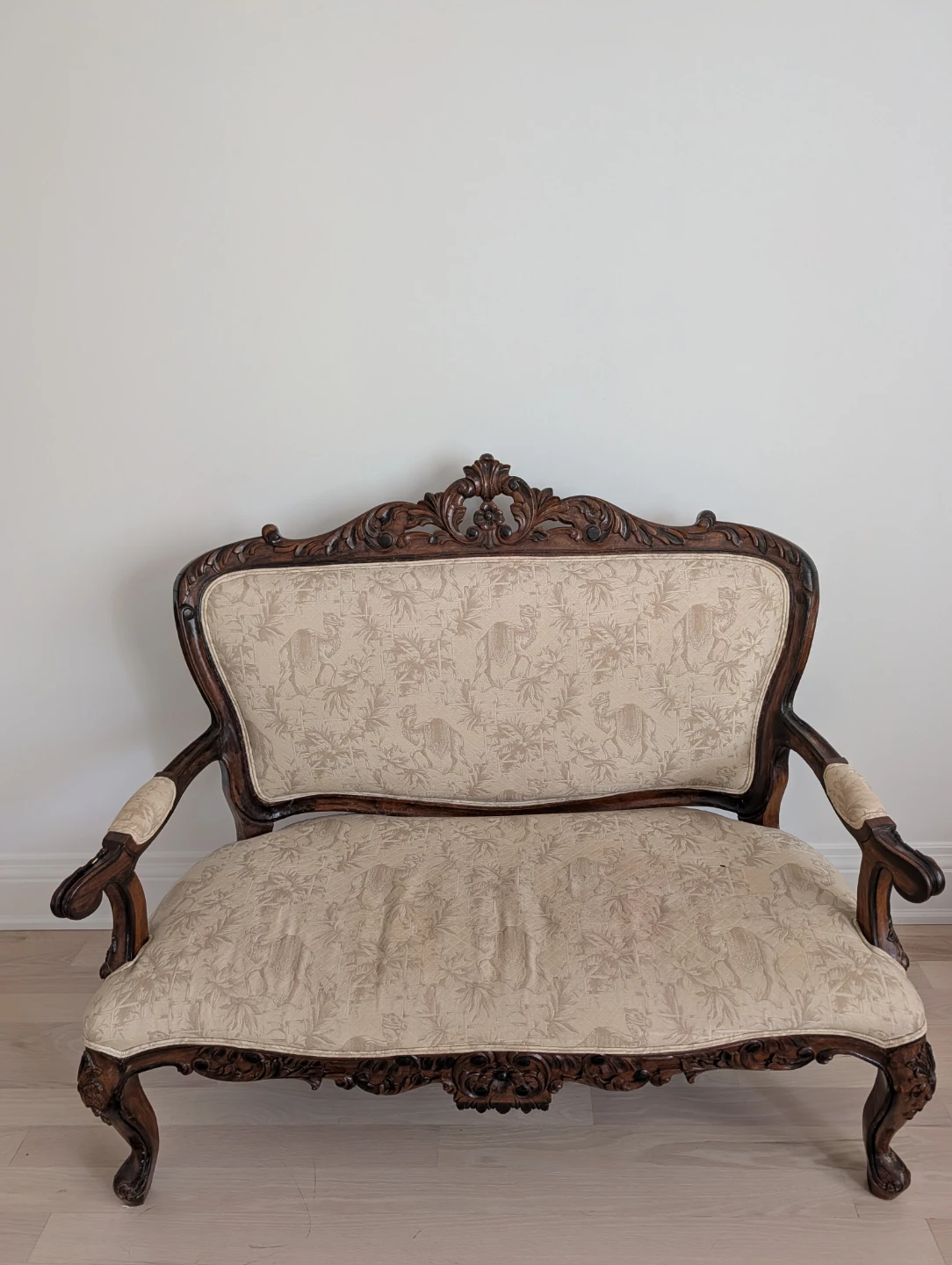 Vintage Ornate Wood Armchair set of 2 and Loveseat