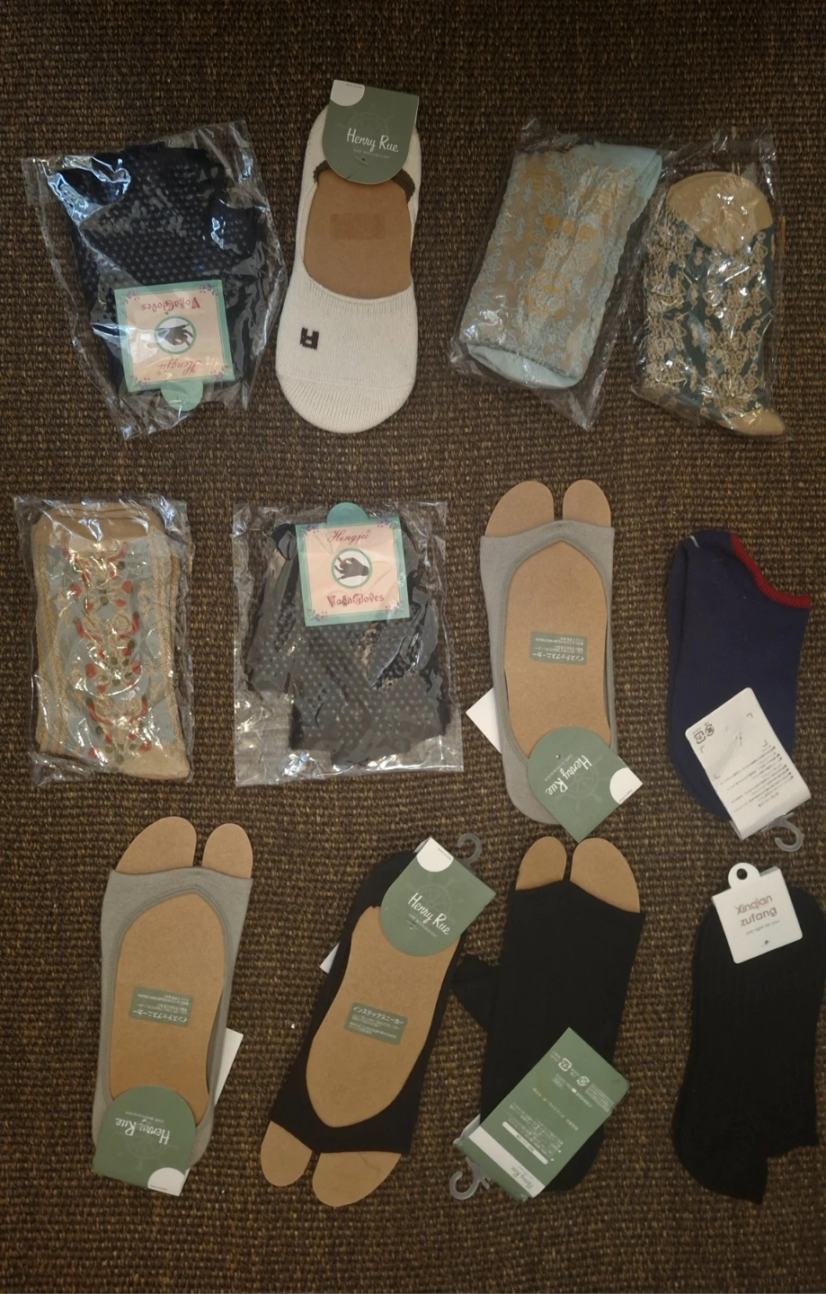 socks, yoga gloves, size small. $2 each