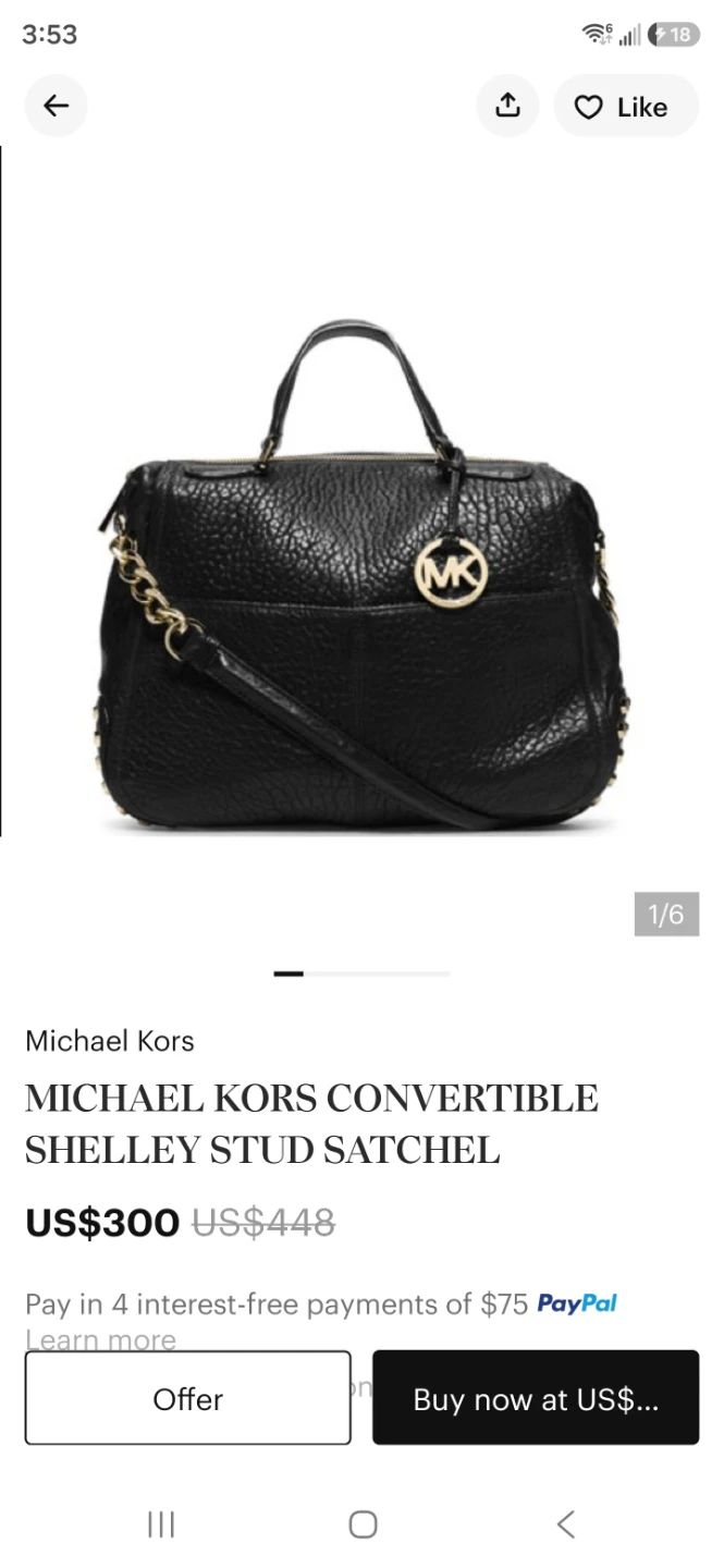 Michael Kors Shelley Studded Leather Satchel Bag
