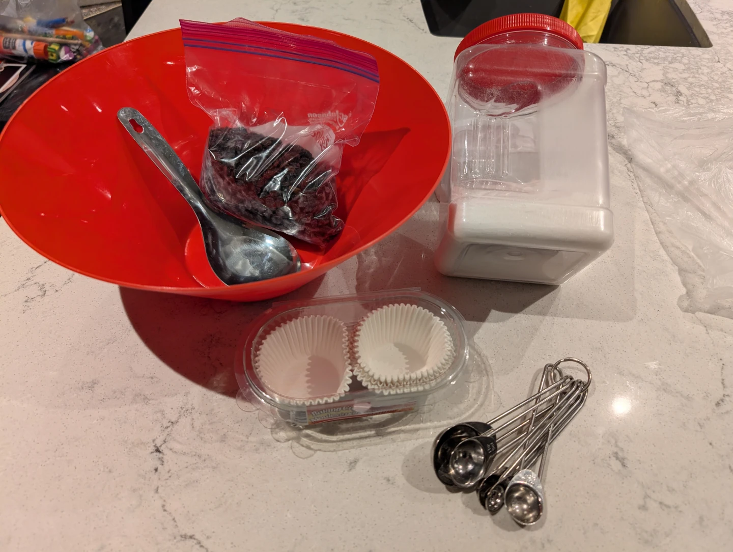 Baking Supplies - Sugar, Raisins, Baking Cups