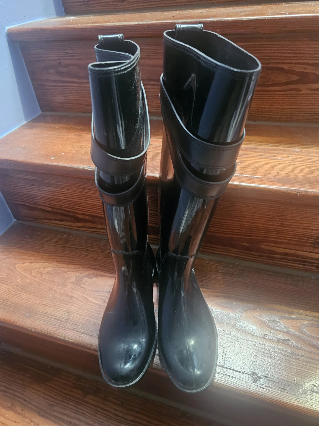 Coach Black Rubber Riding Boots size 7 women's