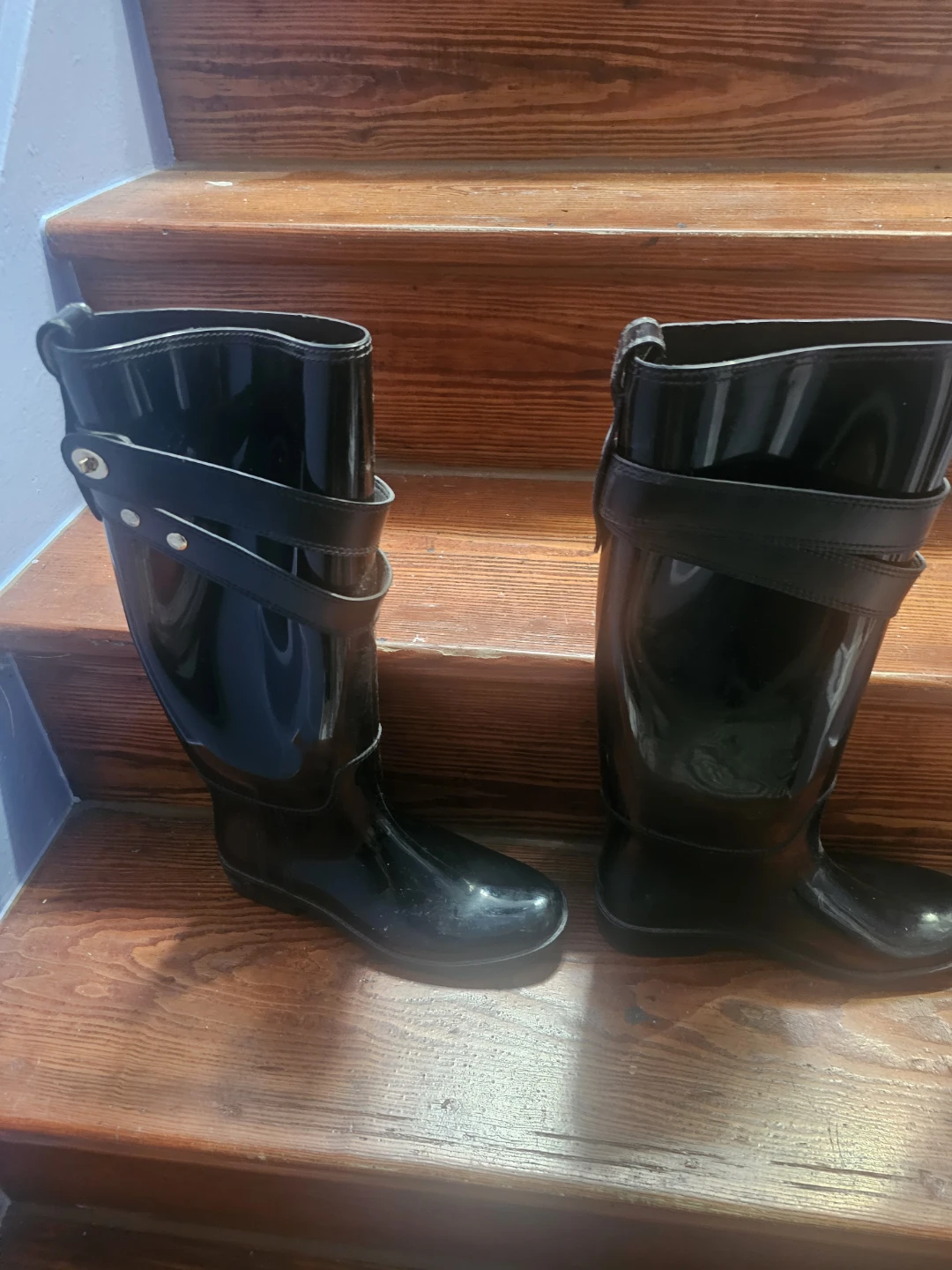 Coach Black Rubber Riding Boots size 7 women's - photo 2