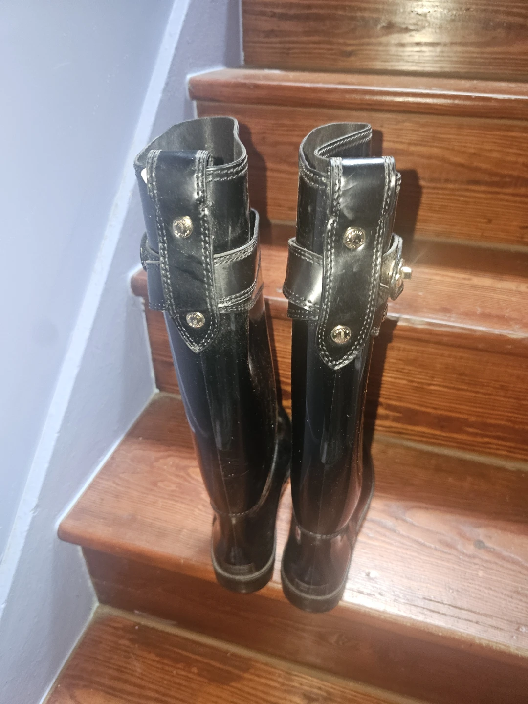 Coach Black Rubber Riding Boots size 7 women's - photo 3