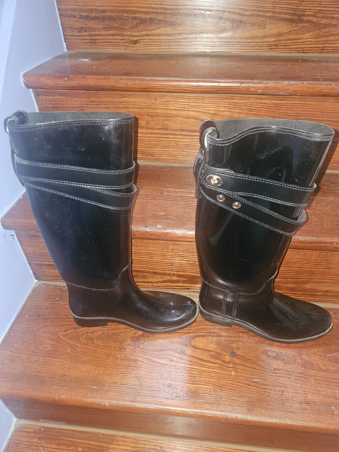 Coach Black Rubber Riding Boots size 7 women's - photo 4