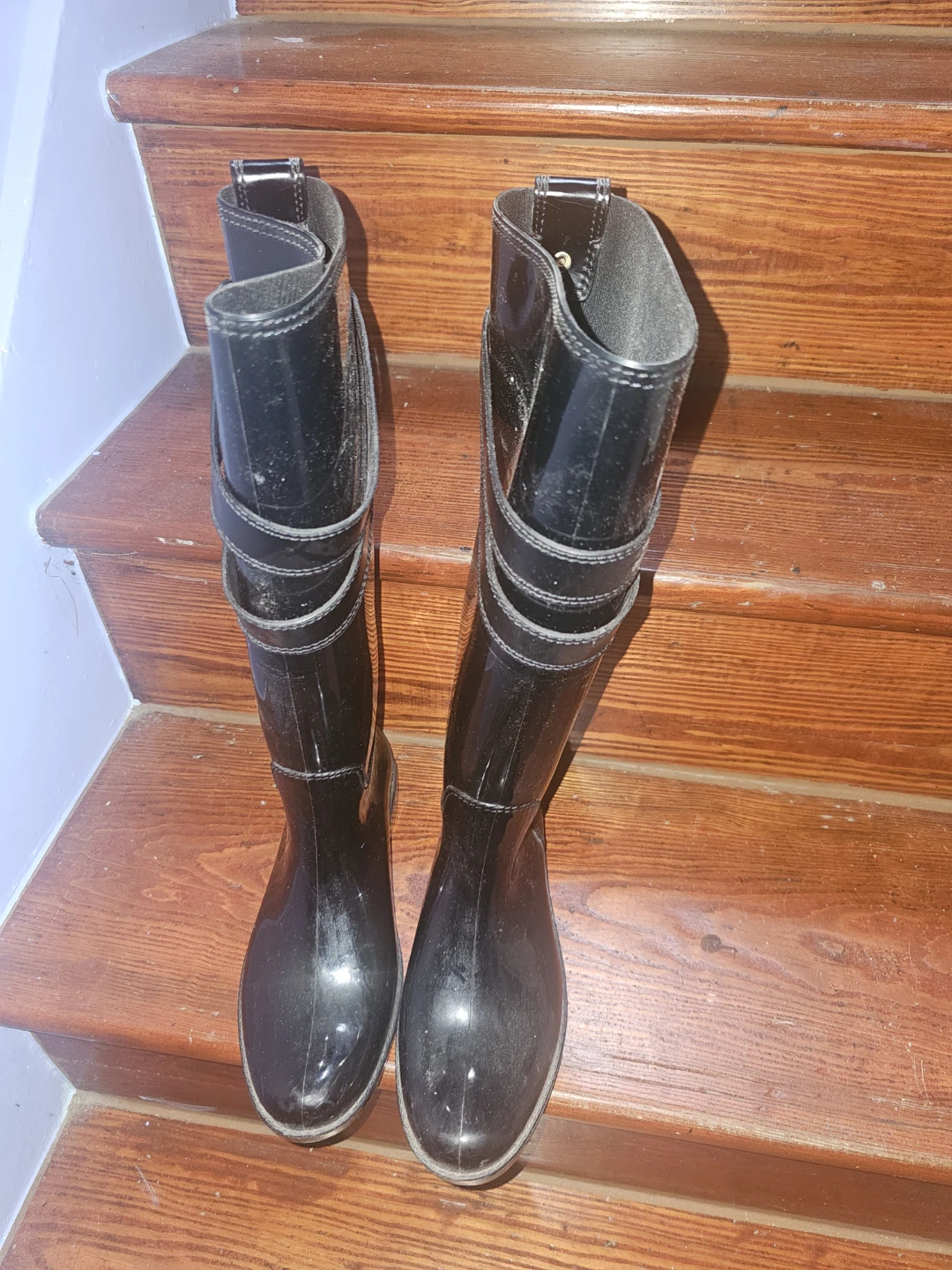 Coach Black Rubber Riding Boots size 7 women's - photo 5