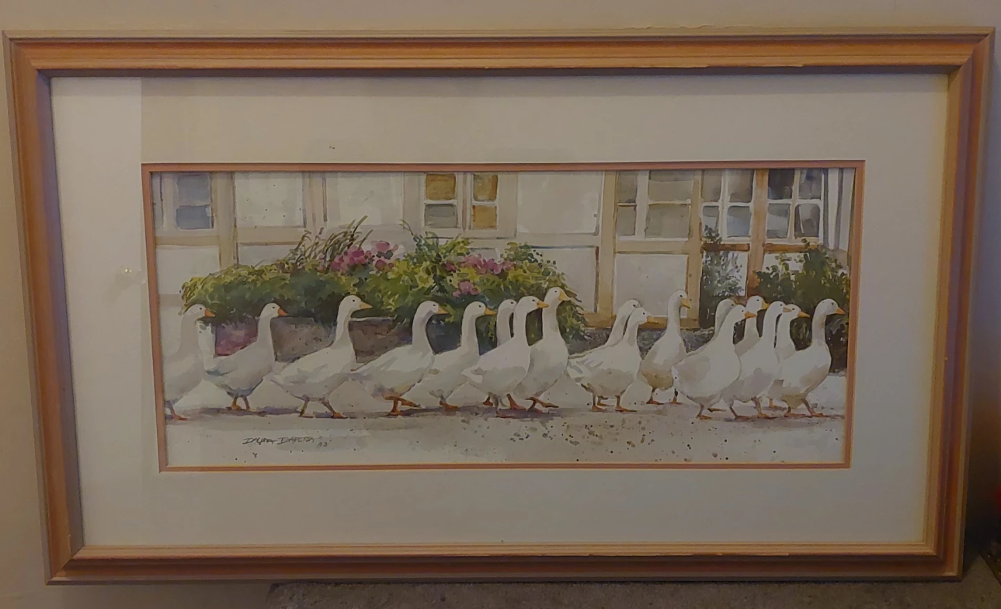 Framed Watercolor Painting of Geese - photo 2