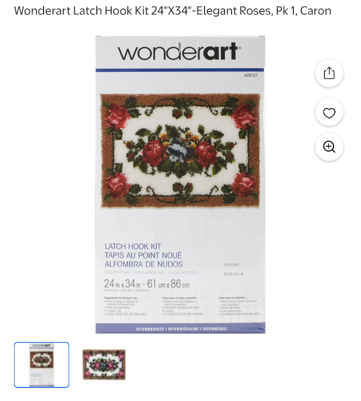 Elegant Roses Latch Hook Kit Rug Wall Hanging 24”X34” WonderArt - photo 4