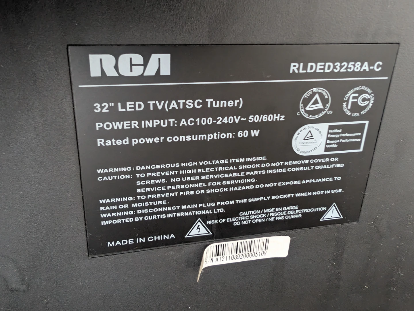 RCA 32" LED TV RL DED3258A-C - photo 2