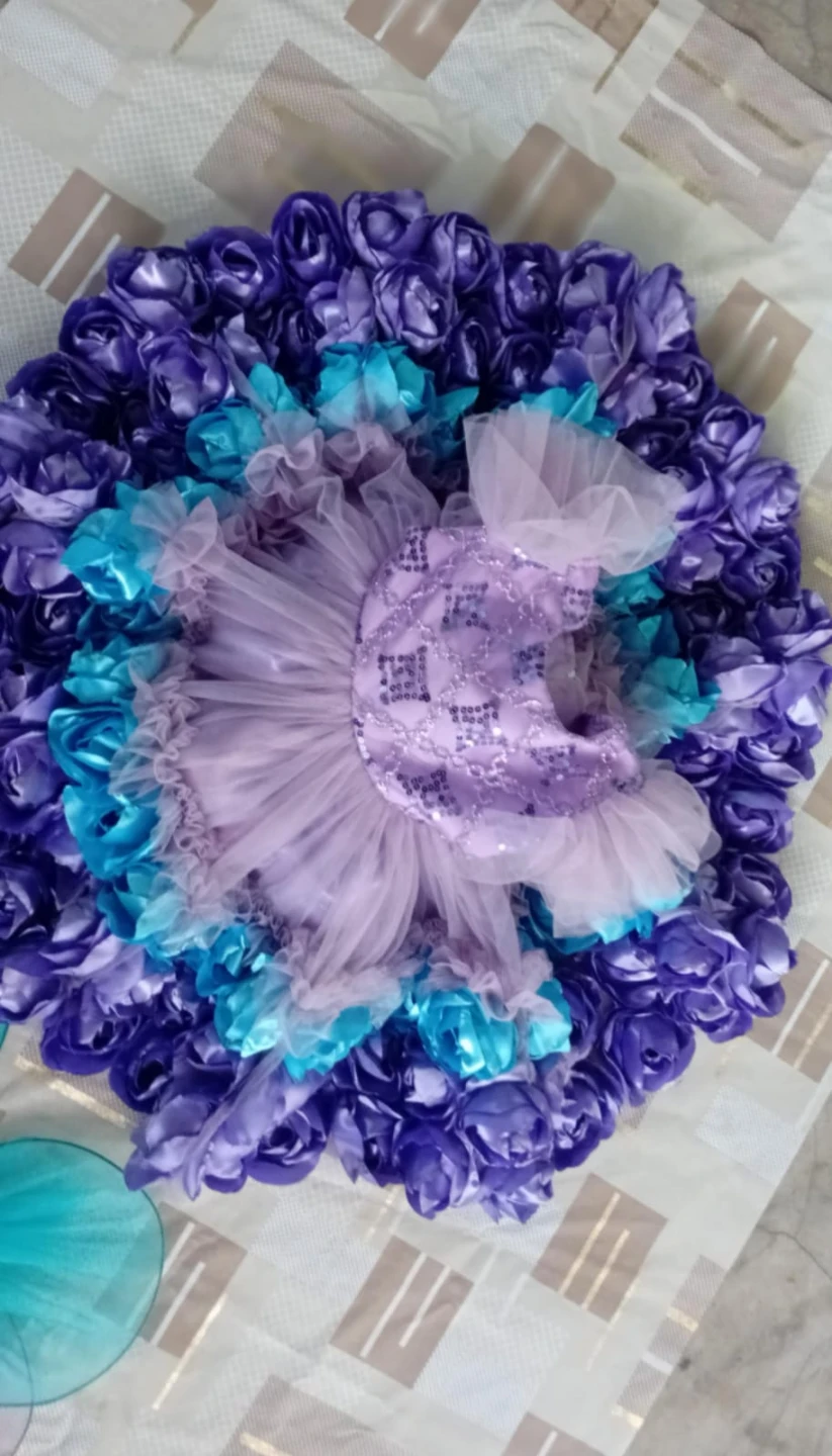 Purple Tulle mommy and baby matching Dress with Flower Trim. - photo 3