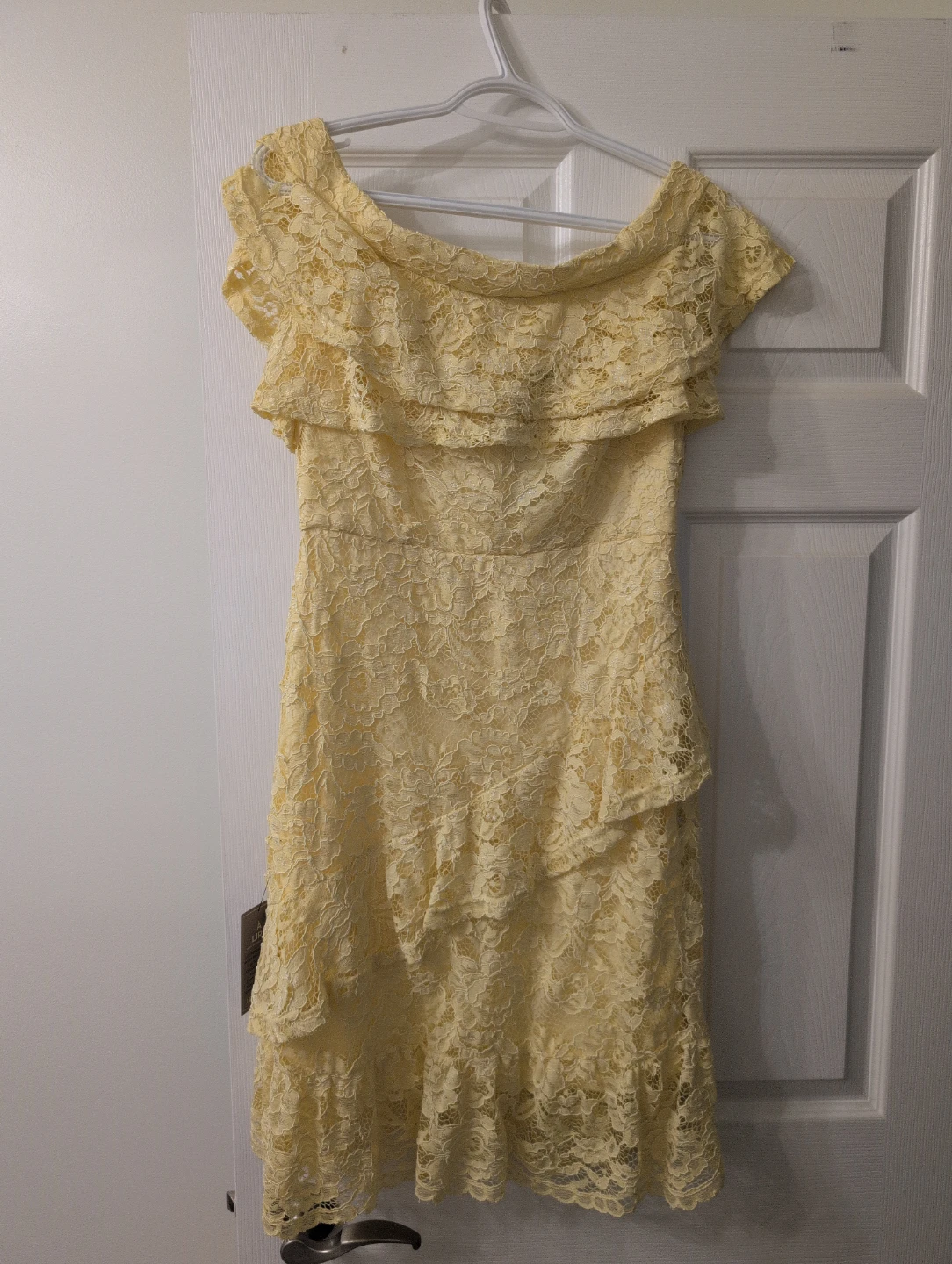 Yellow Lace Off-the-Shoulder Dress