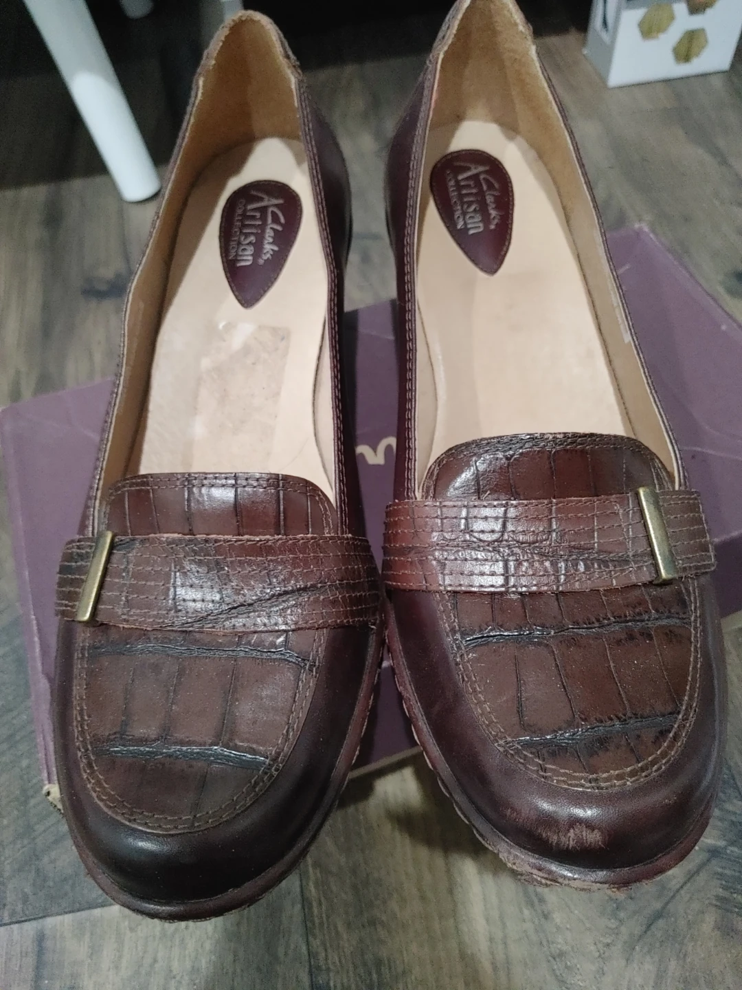🧡CLARKS GENUINE BROWN LEATHER SHOES WOMENS SIZE 9.5W - photo 3