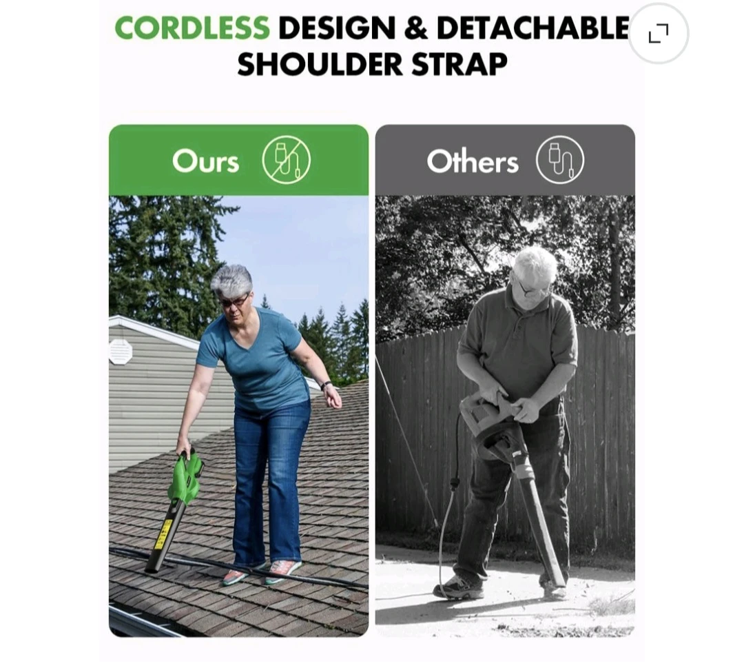 Firstness Cordless Leaf Blower with 2 Batteries - photo 2