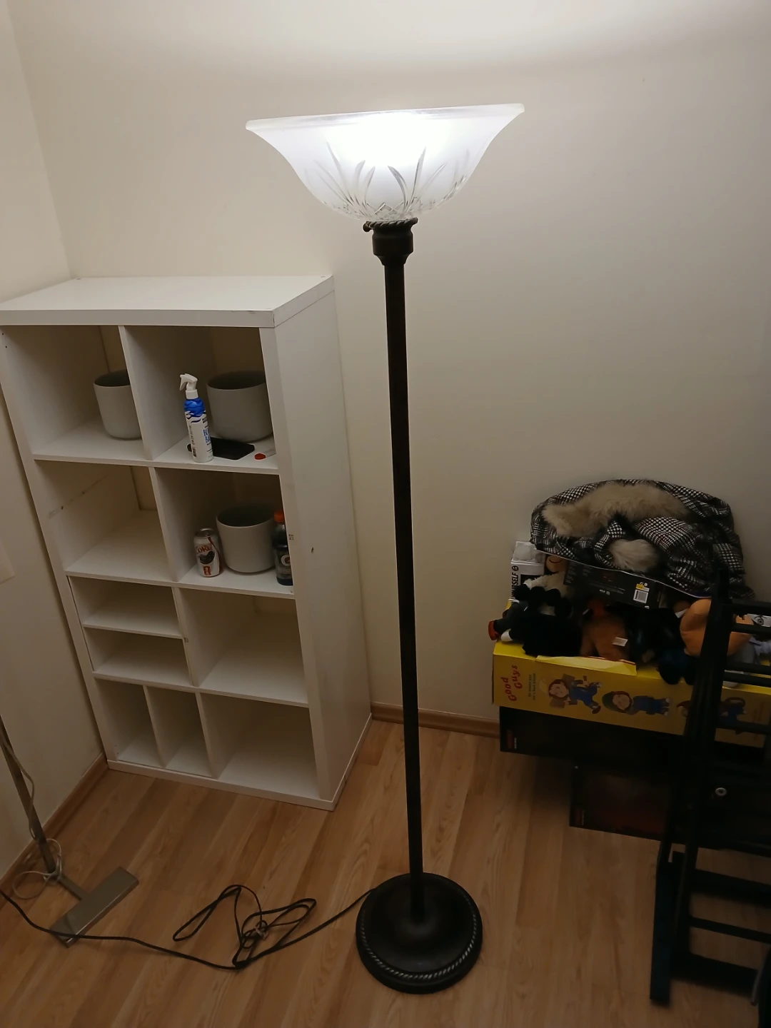 Tall Floor Lamp with Frosted Glass Shade