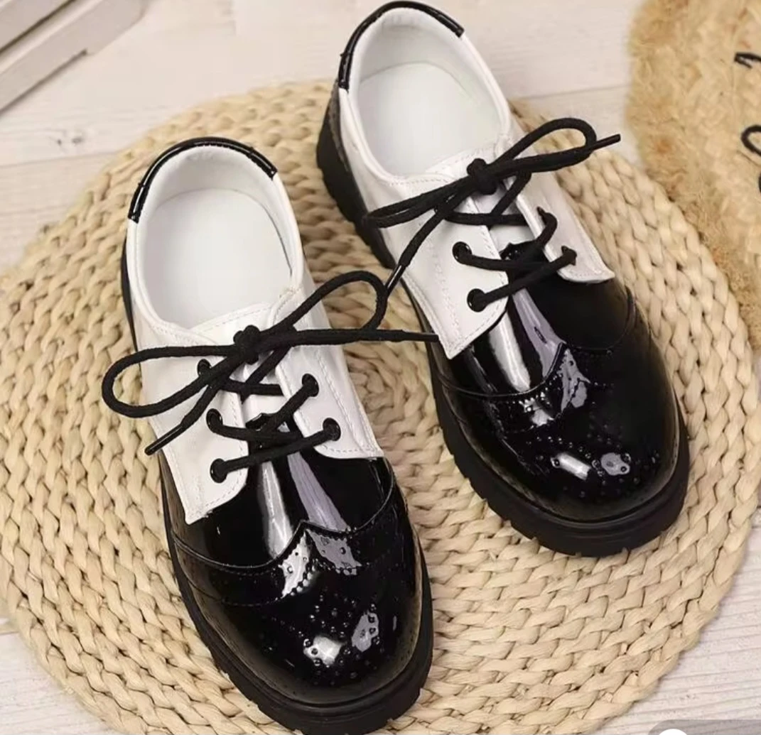 NEW, size 12 Kids-Black and White Patent Leather Shoes - photo 2