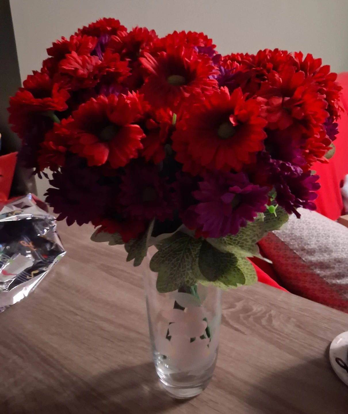 Artificial Flowers - Red and Purple Daisies