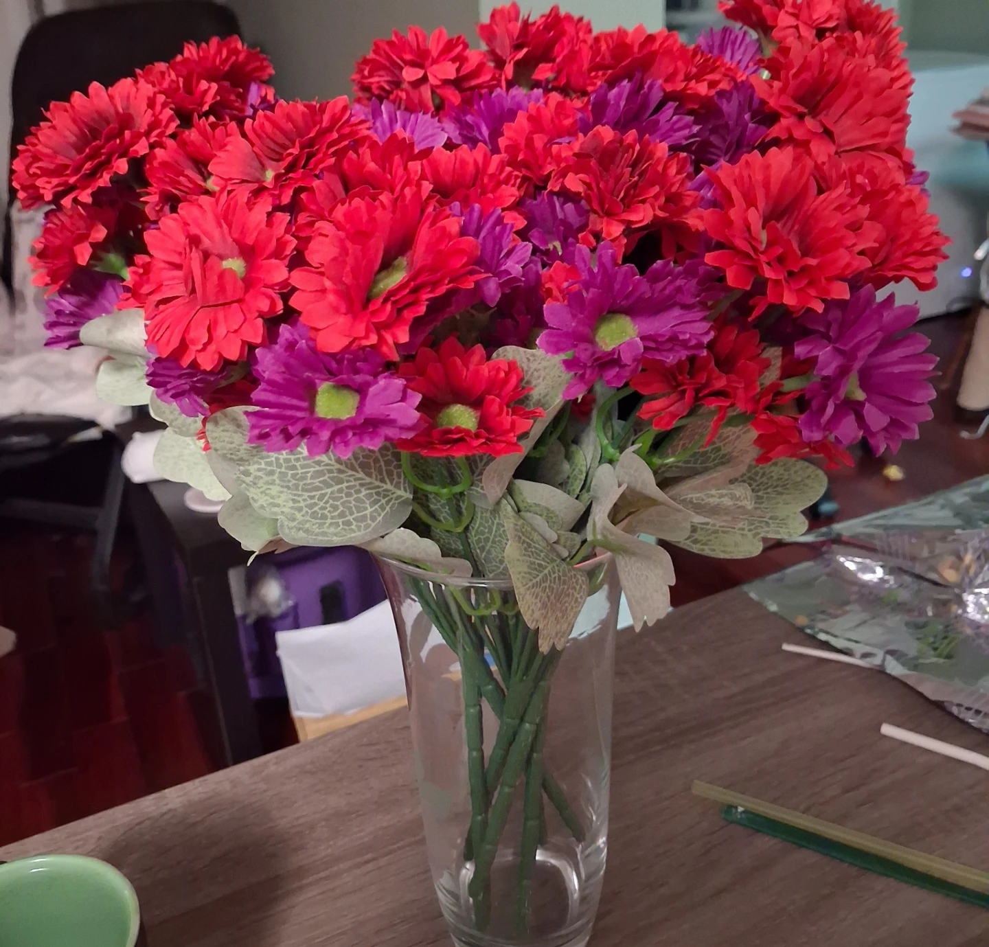 Artificial Flowers - Red and Purple Daisies - photo 2