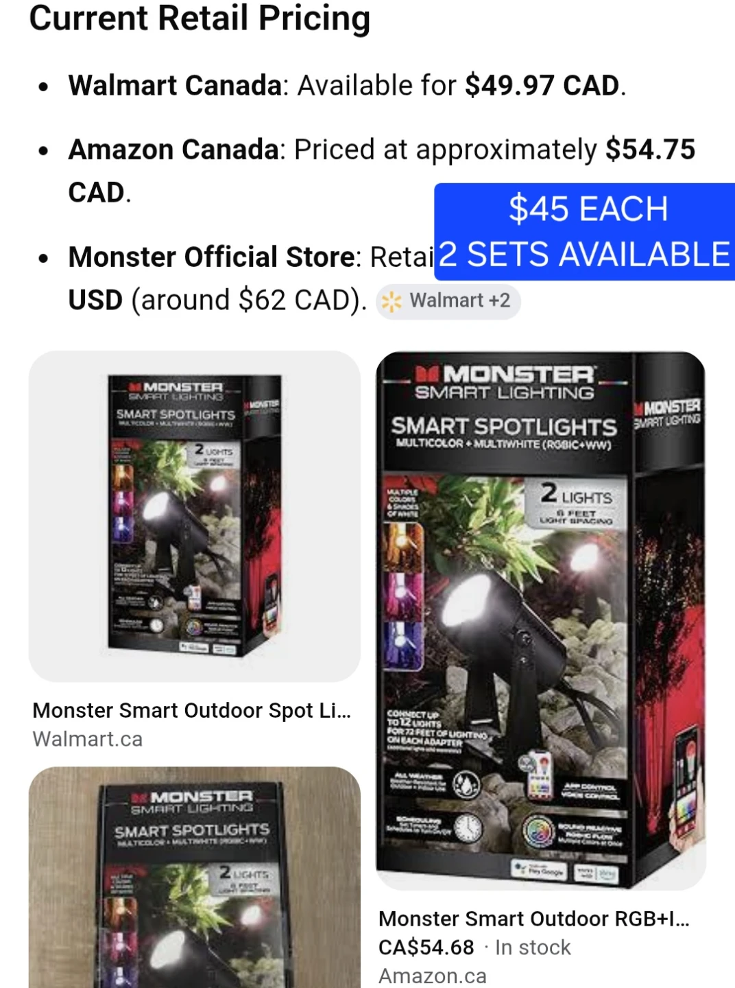 Monster Smart Outdoor Spotlights (2 Lights)