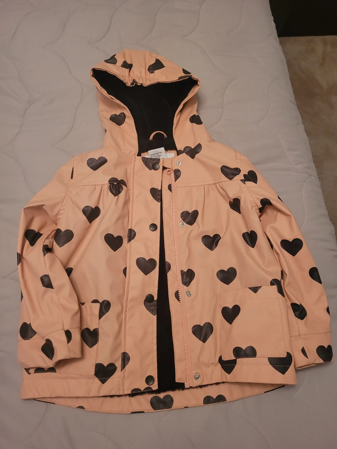 Luv Lottie Girls Pinky Peach Heart Rain Jacket