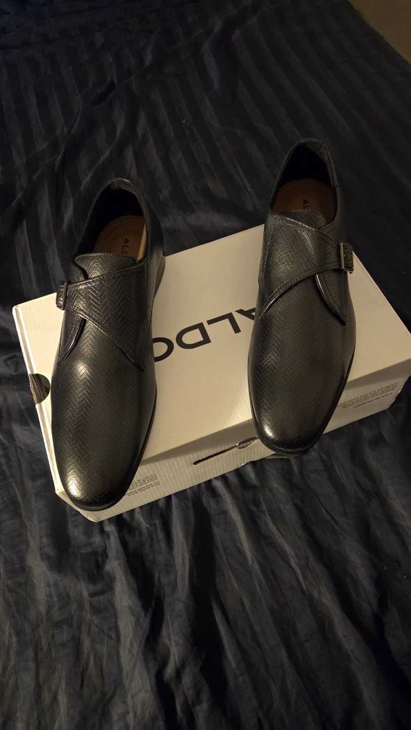 ALDO black Men's Dress Shoes, with shoe cleaner included.. - photo 3