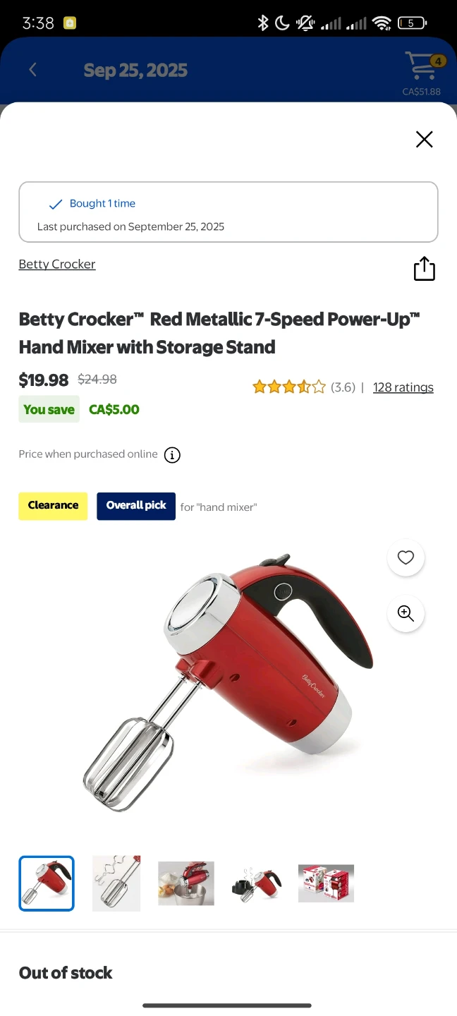 Betty Crocker Red Metallic 7-Speed Hand Mixer with Storage Stand - photo 2