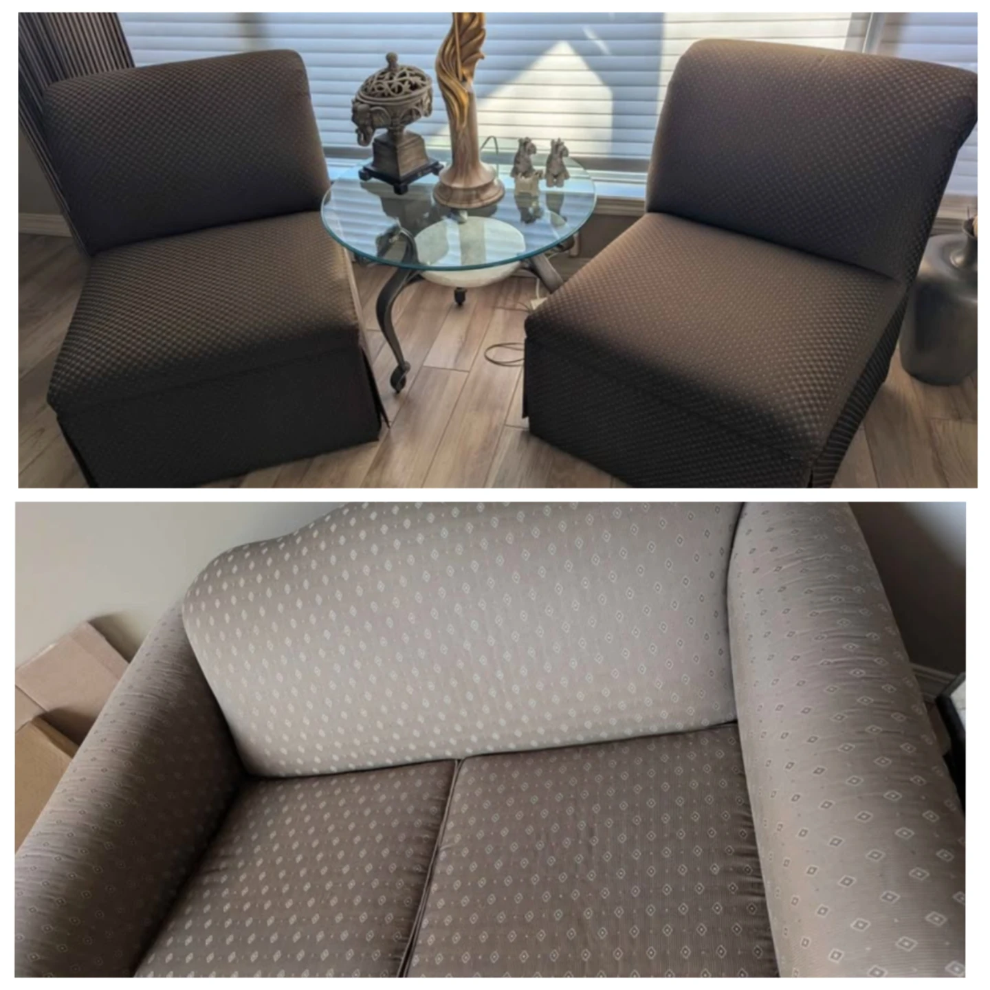 (4) 2 love seat matching couches & 2 matching accent chairs